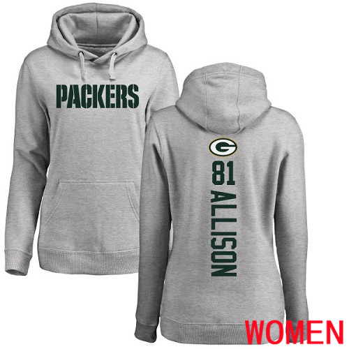 Green Bay Packers Ash Women #81 Allison Geronimo Backer Nike NFL Pullover Hoodie Sweatshirts